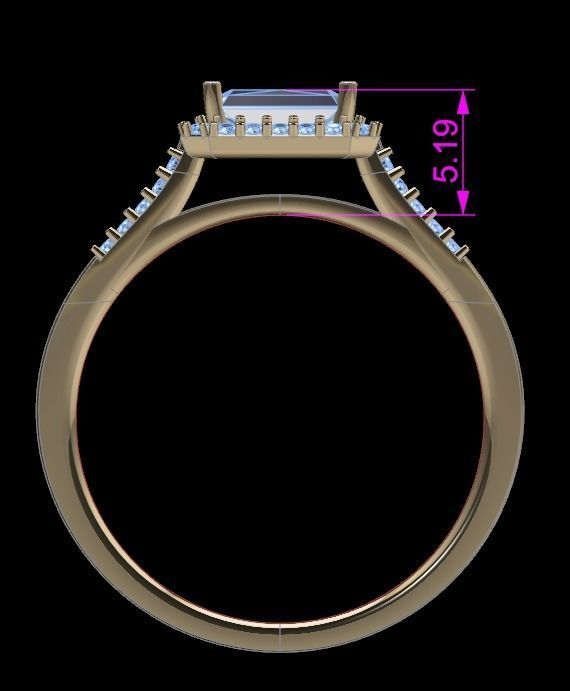 Dainty Emerald Halo Engagement Ring 3D print model_2
