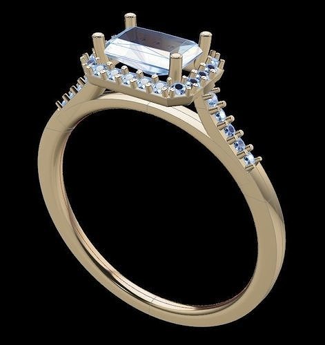 Dainty Emerald Halo Engagement Ring 3D print model