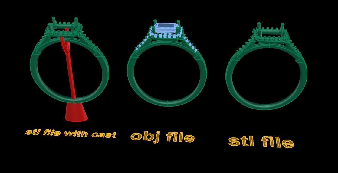 Dainty Emerald Halo Engagement Ring 3D print model_4