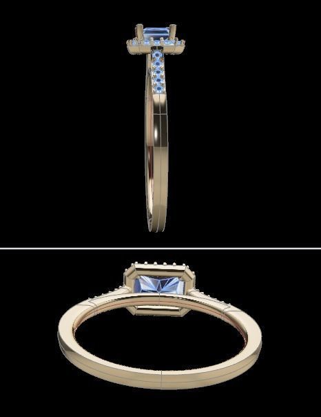 Dainty Emerald Halo Engagement Ring 3D print model_1