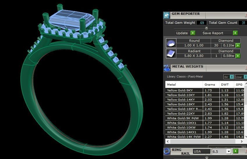 Dainty Emerald Halo Engagement Ring 3D print model_5