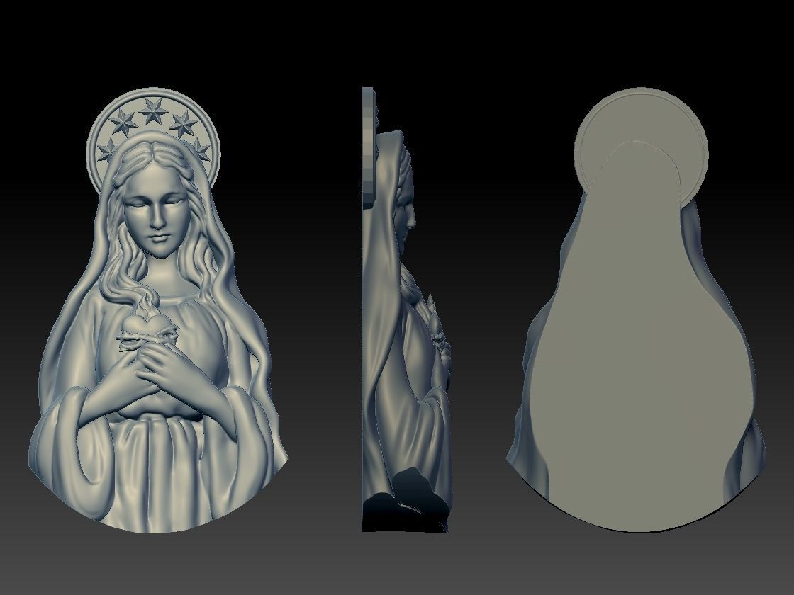 Virgin Mary Half body thin for pendant 3D print model 3D print model_3