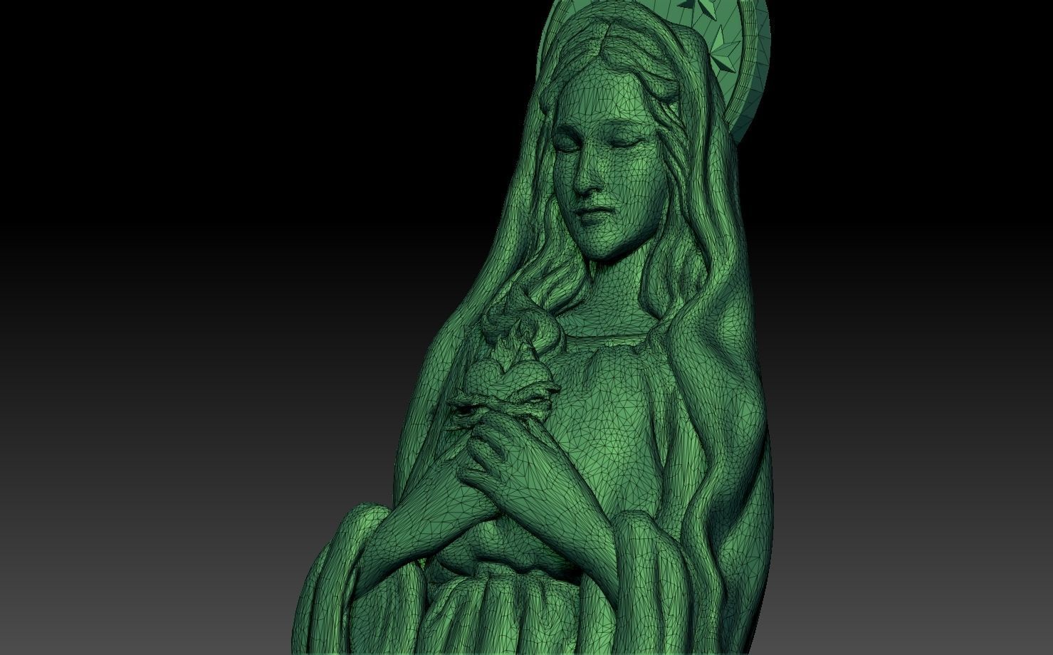 Virgin Mary Half body thin for pendant 3D print model 3D print model_7