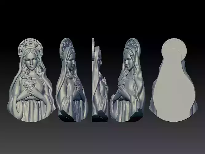 Virgin Mary Half body thin for pendant 3D print model