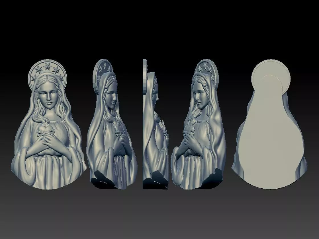 Virgin Mary Half body thin for pendant 3D print model 3D print model_0