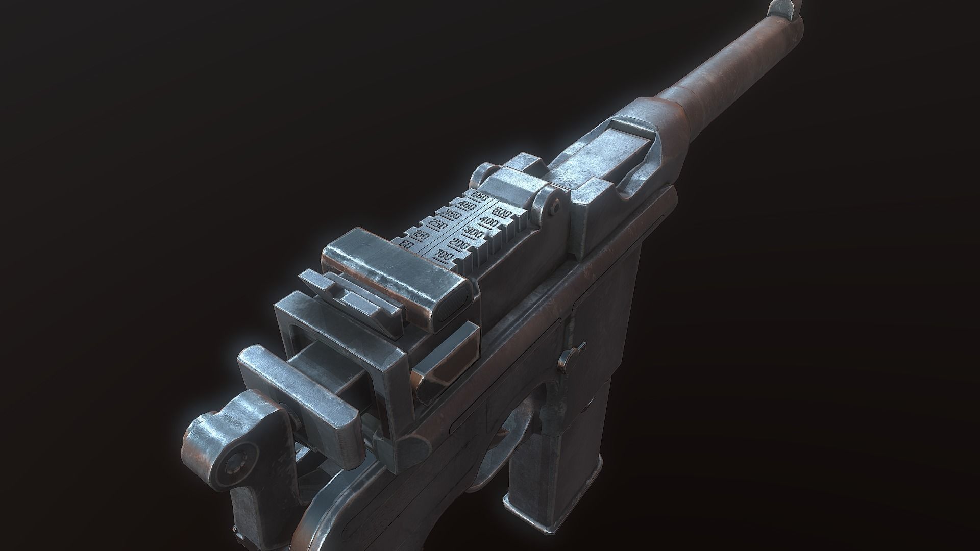 Mauser C96 PBR Low-poly 3D model_2