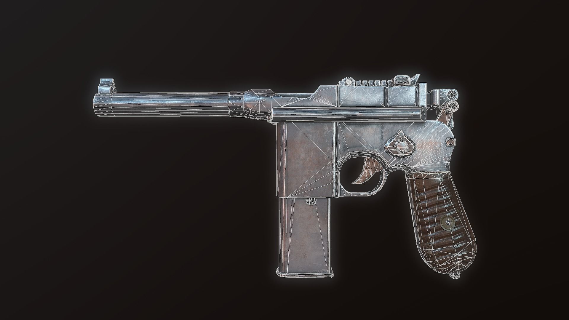 Mauser C96 PBR Low-poly 3D model_5
