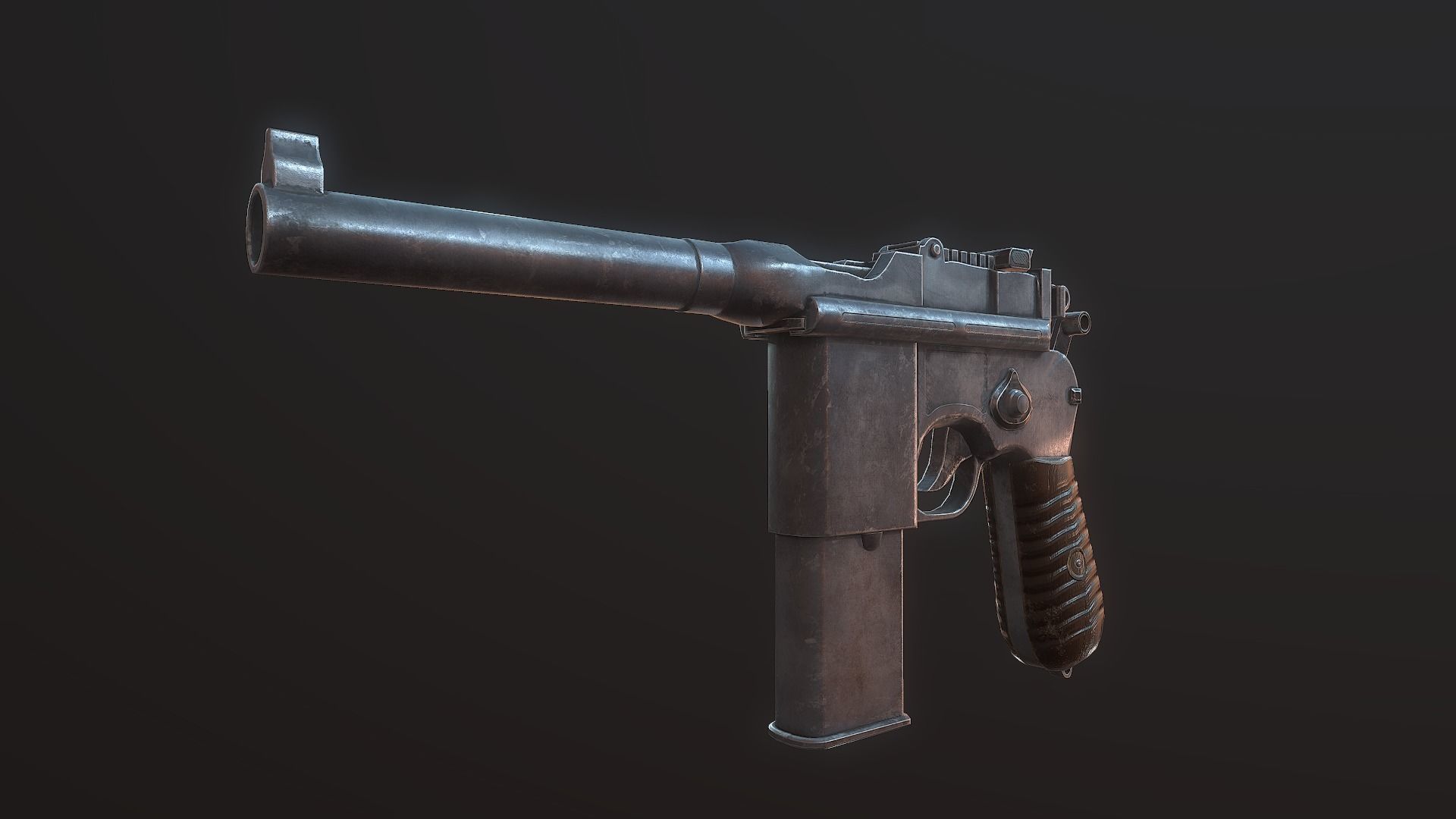 Mauser C96 PBR Low-poly 3D model_3