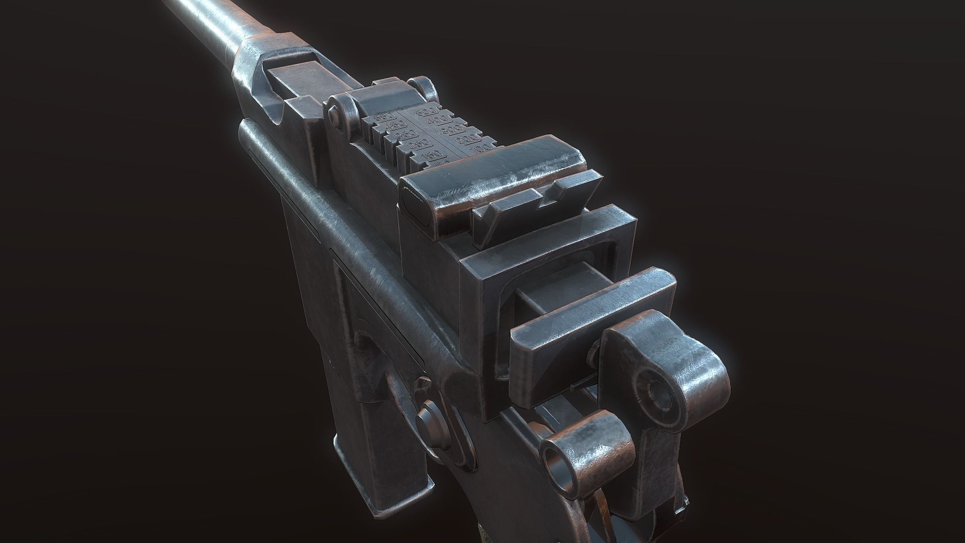 Mauser C96 PBR Low-poly 3D model_1