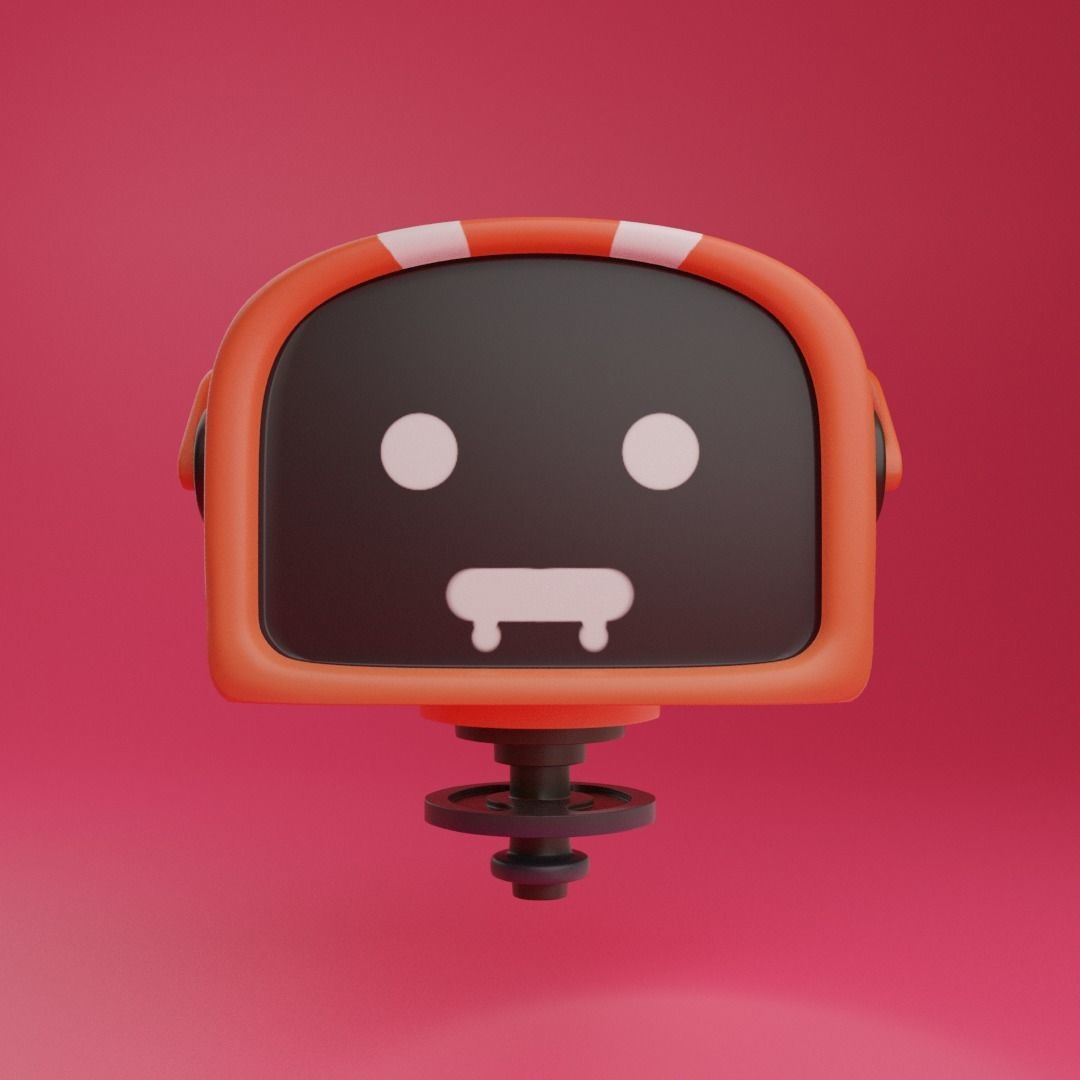 Robot Cartoon IA Low-poly 3D model_1