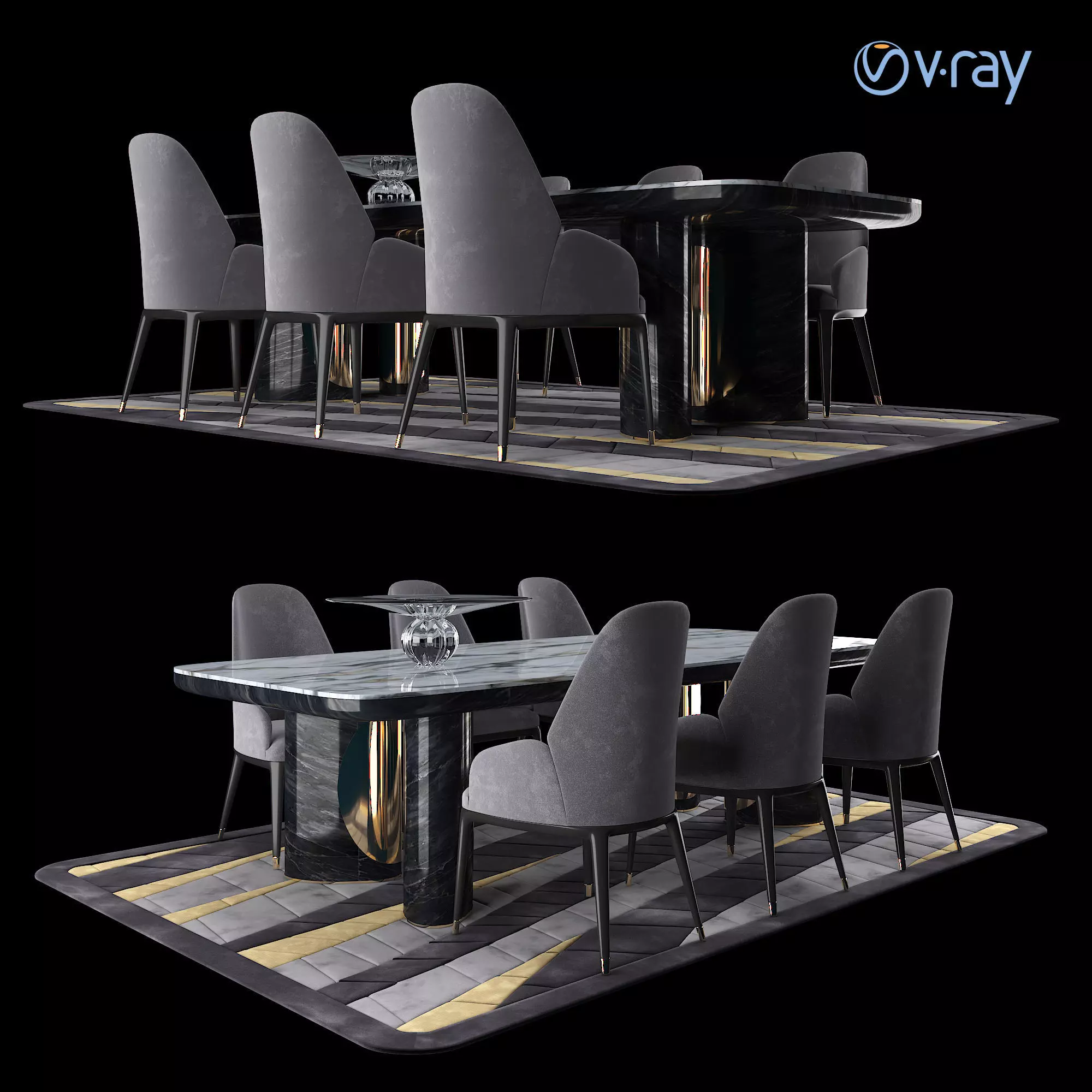 LUXURY - Charisma Dining Table Chair 3D model_0