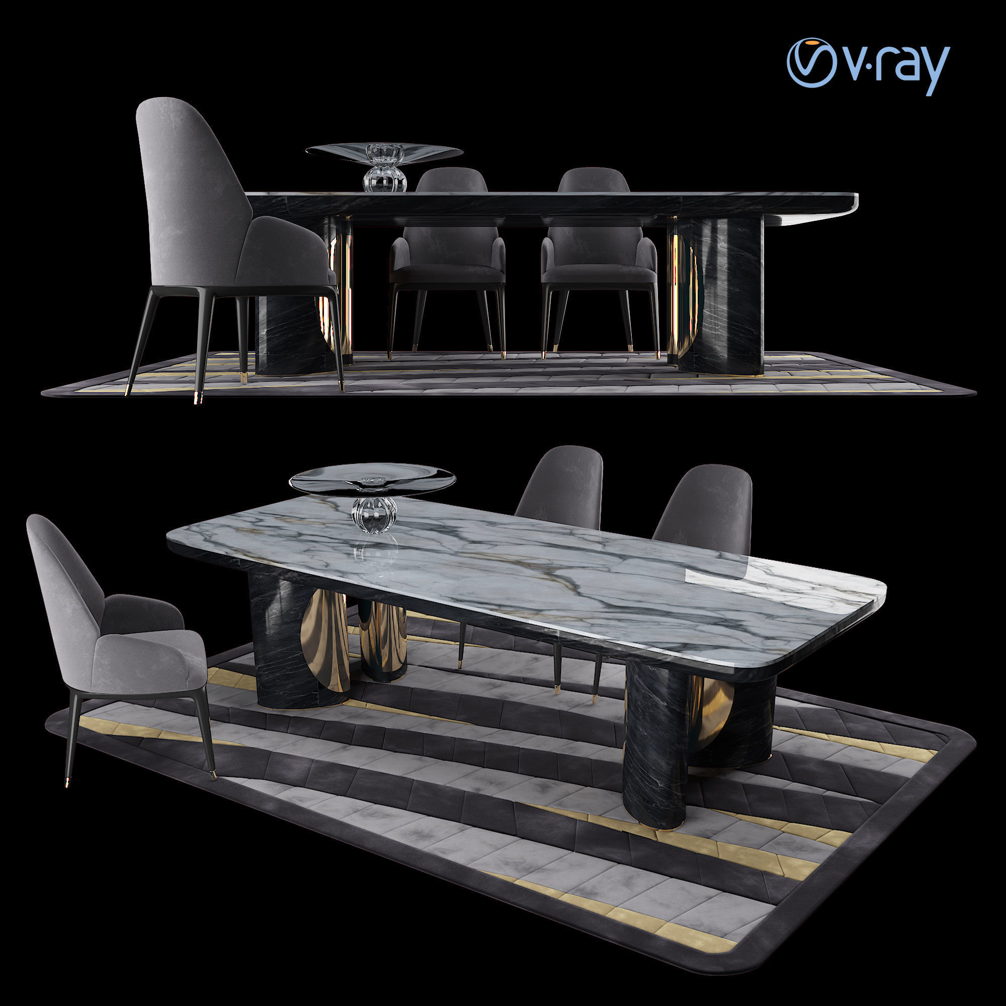 LUXURY - Charisma Dining Table Chair 3D model_1