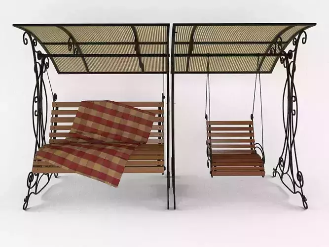 Swing set with two chairs and blanket 3D model