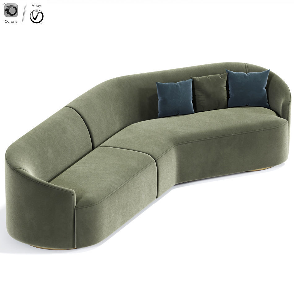 Korduda Sofa And Vladimir Kagan Curved Sofa 3D model_3