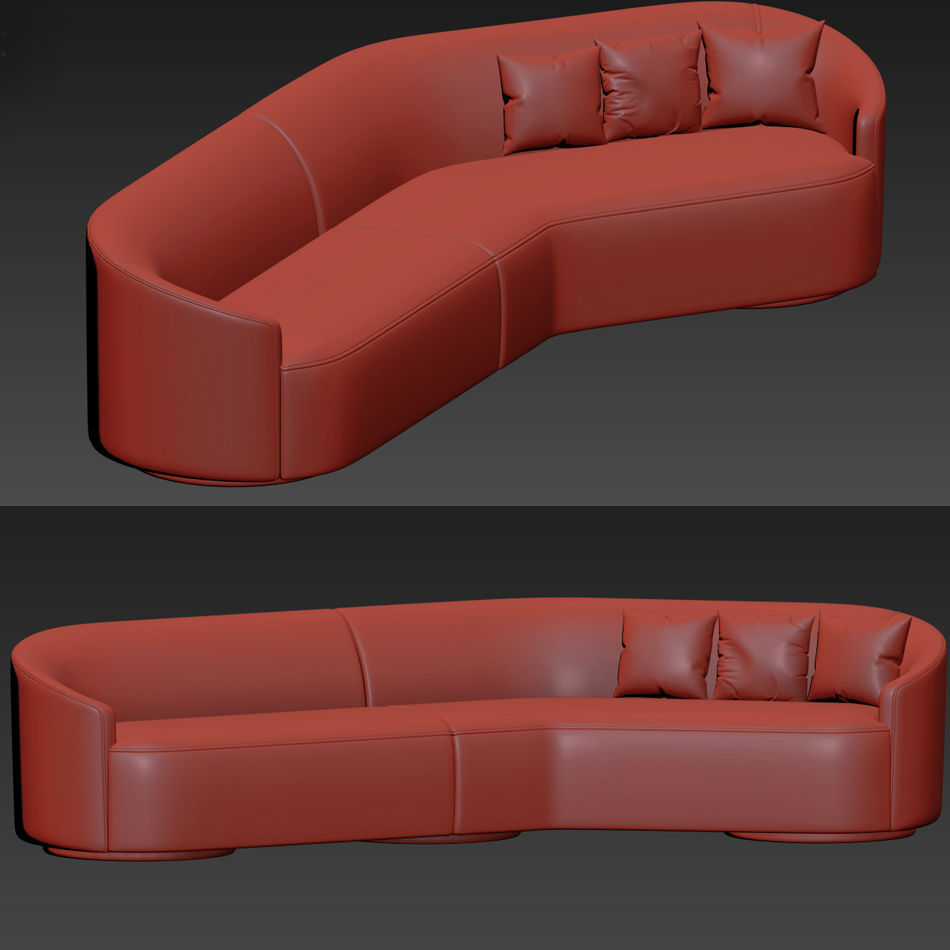 Korduda Sofa And Vladimir Kagan Curved Sofa 3D model_4