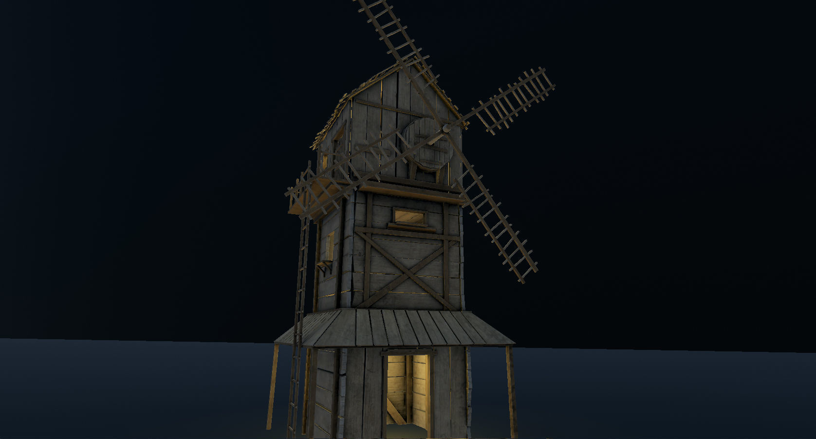 Medieval Wooden Windmill PBR  Low-poly 3D model_11