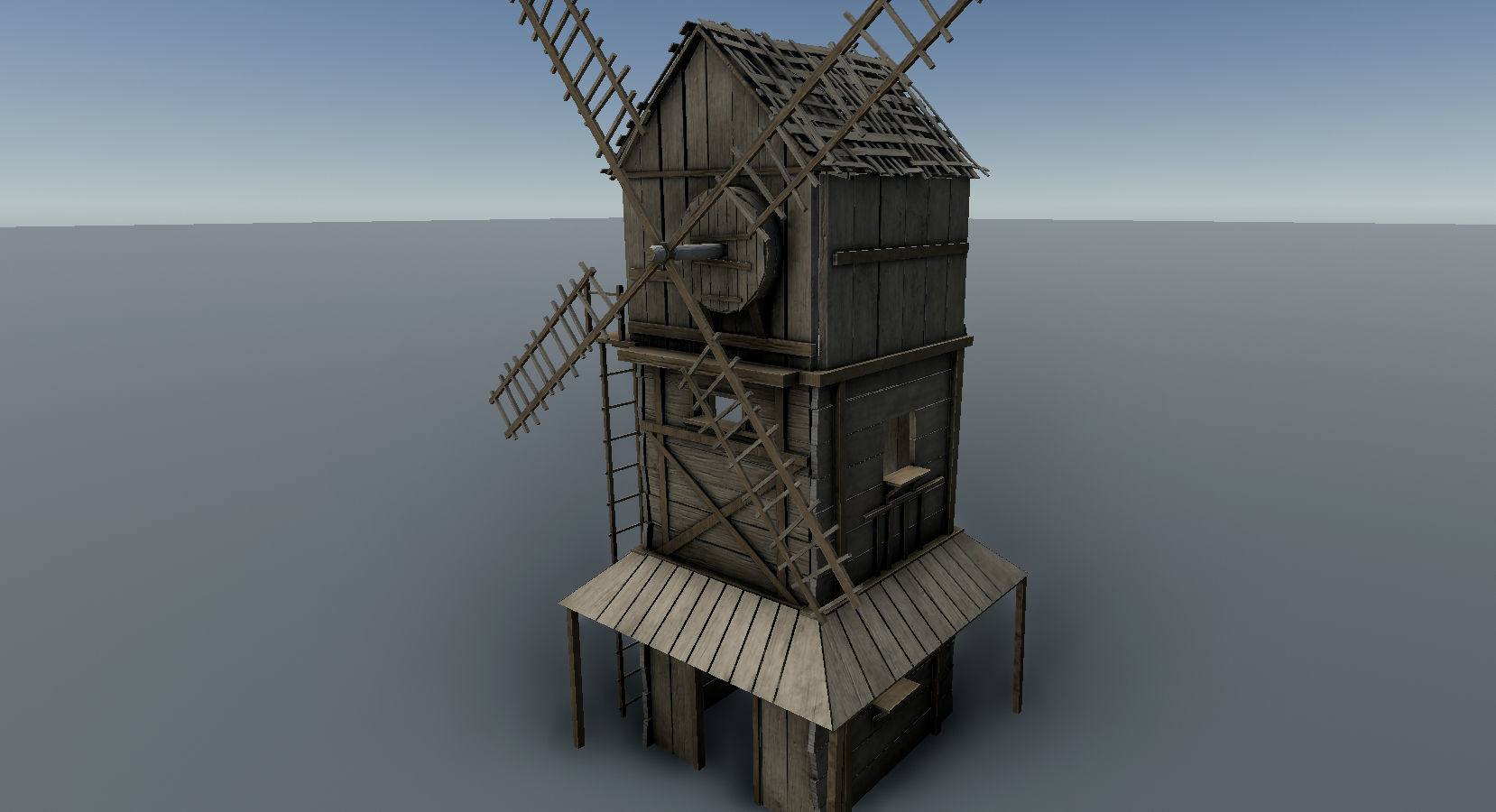 Medieval Wooden Windmill PBR  Low-poly 3D model_8