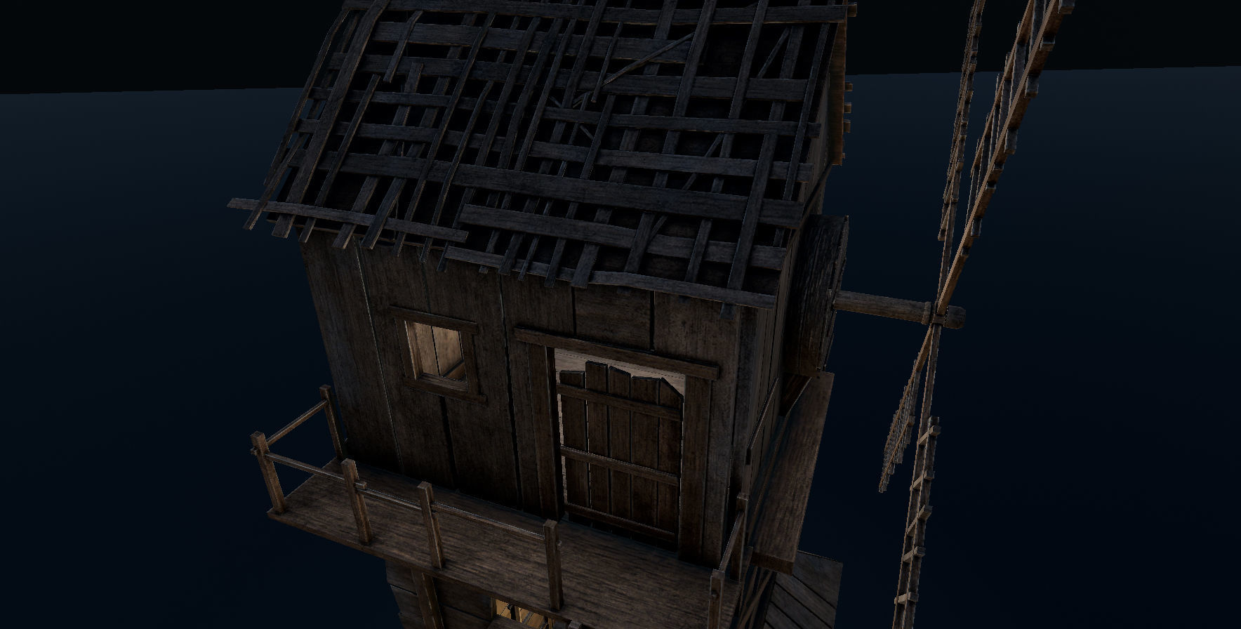 Medieval Wooden Windmill PBR  Low-poly 3D model_14