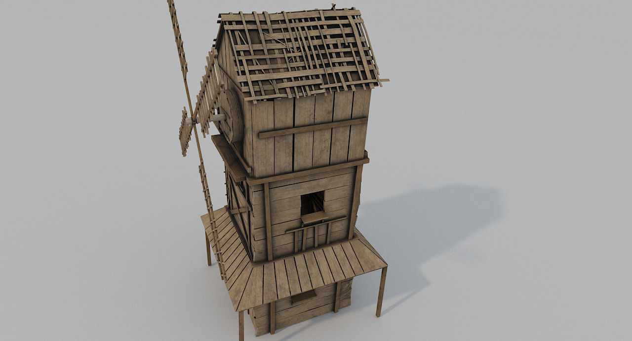 Medieval Wooden Windmill PBR  Low-poly 3D model_3