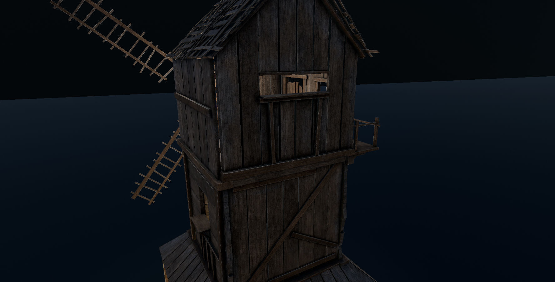 Medieval Wooden Windmill PBR  Low-poly 3D model_13