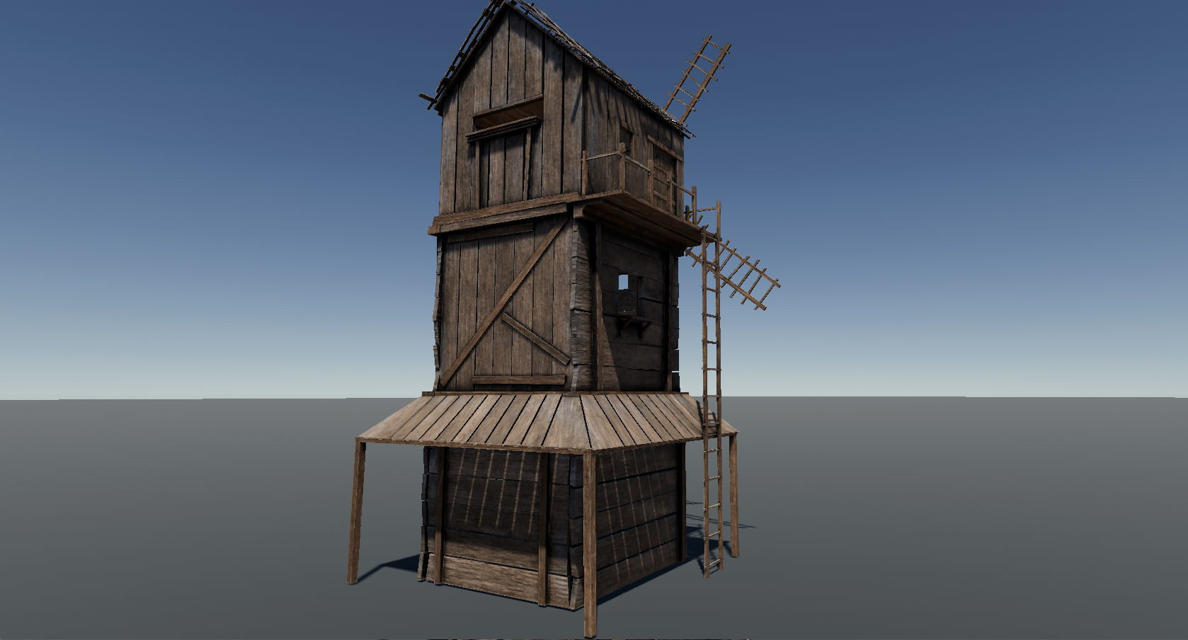 Medieval Wooden Windmill PBR  Low-poly 3D model_15