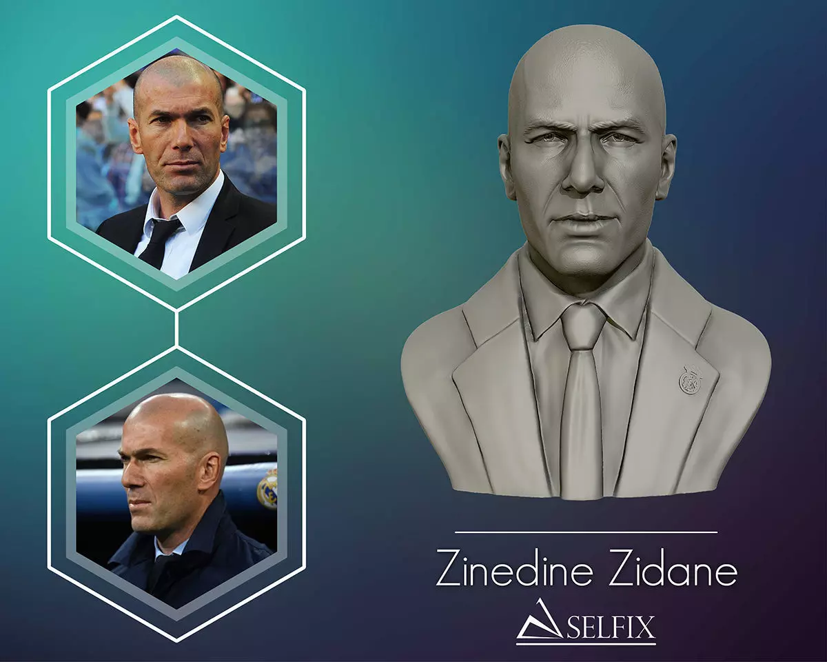 Zinedine Zidane 3D model sculpture 3D print model