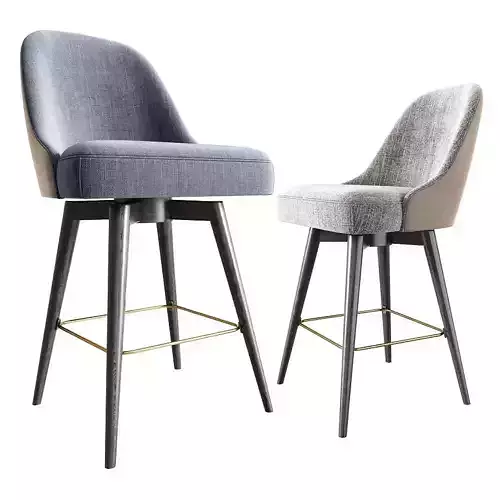 Mid-Century Upholstered Swivel Counter Stool