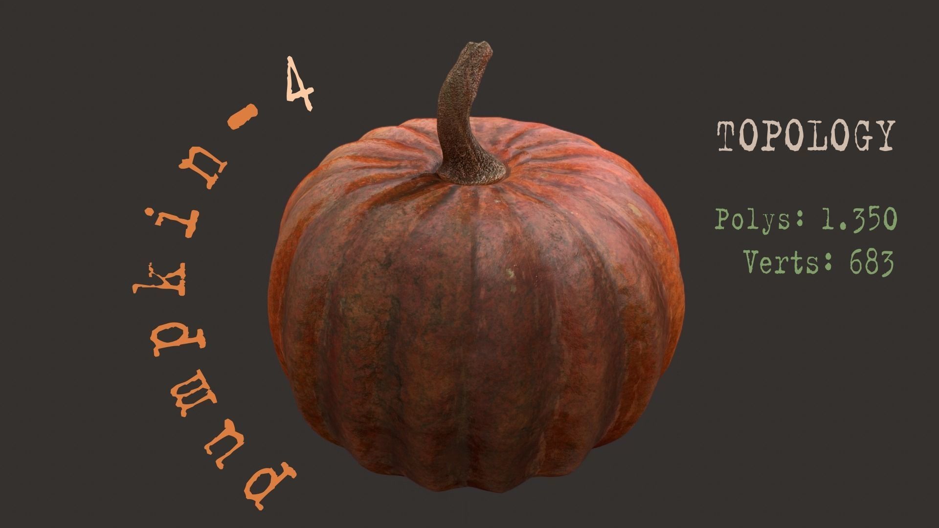 Pumpkins group of on wooden table Low-poly 3D model_12