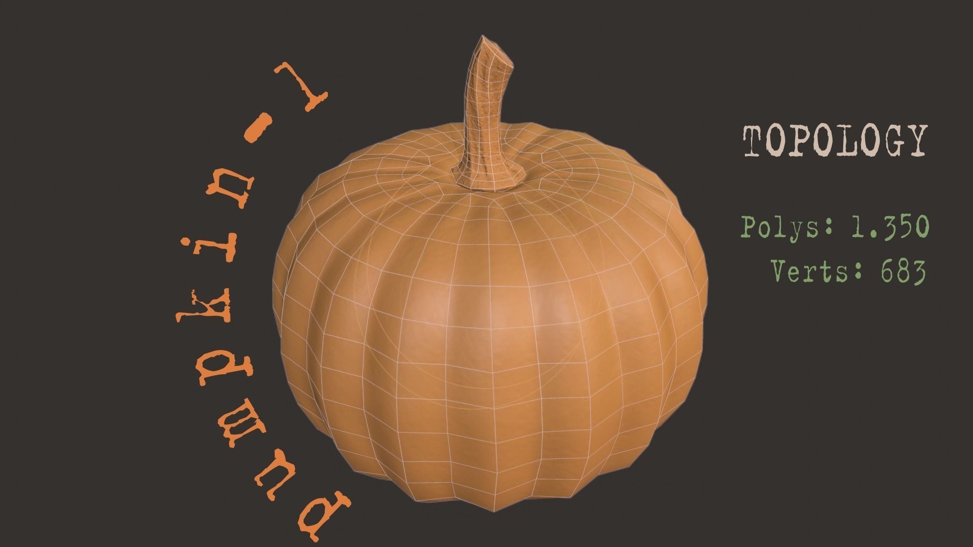 Pumpkins group of on wooden table Low-poly 3D model_7