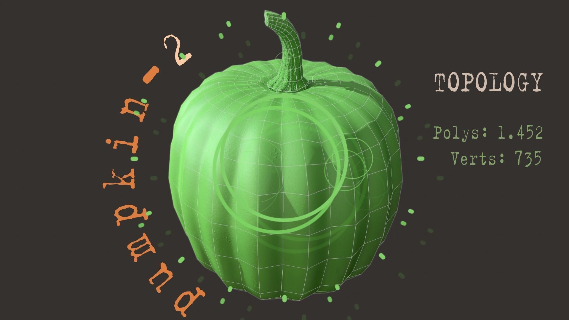 Pumpkins group of on wooden table Low-poly 3D model_9