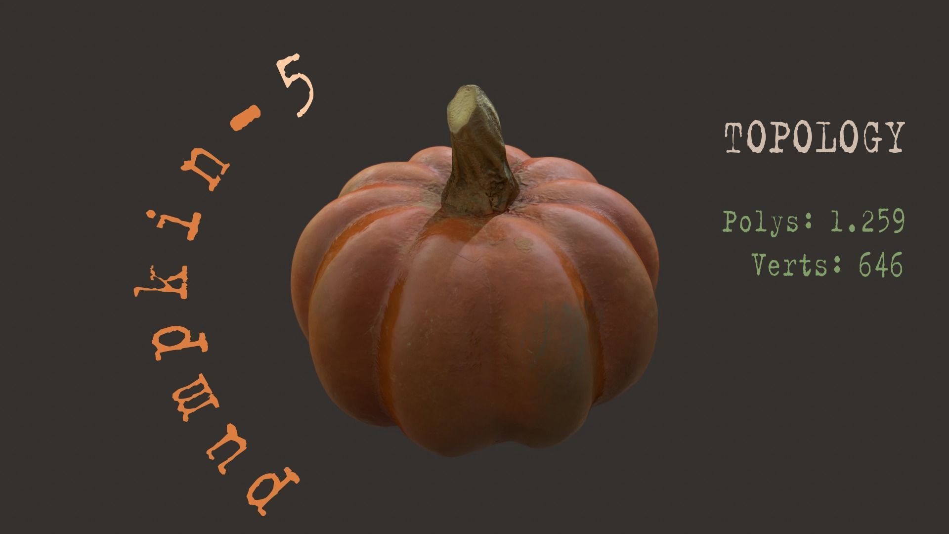 Pumpkins group of on wooden table Low-poly 3D model_14