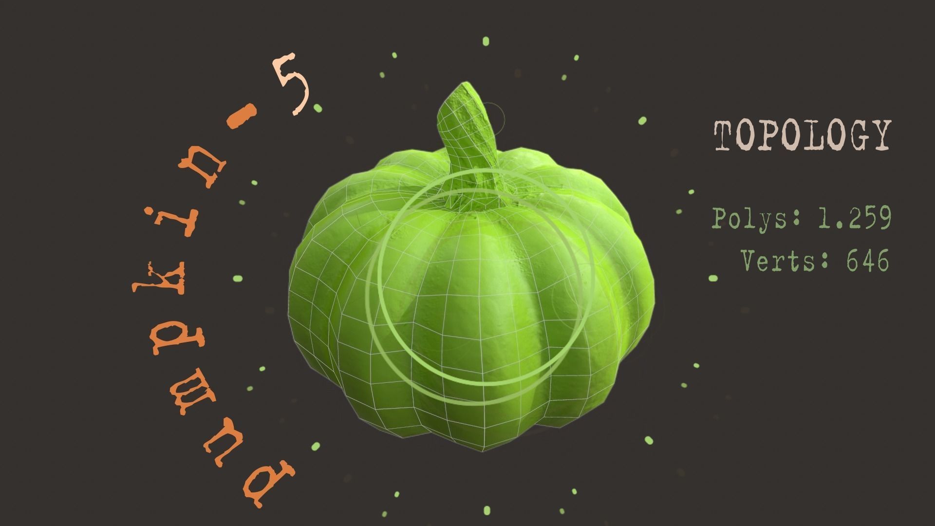 Pumpkins group of on wooden table Low-poly 3D model_15