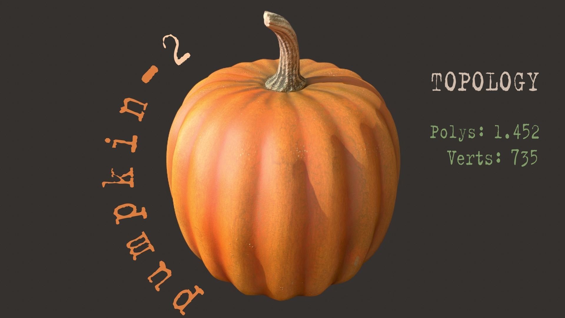 Pumpkins group of on wooden table Low-poly 3D model_8