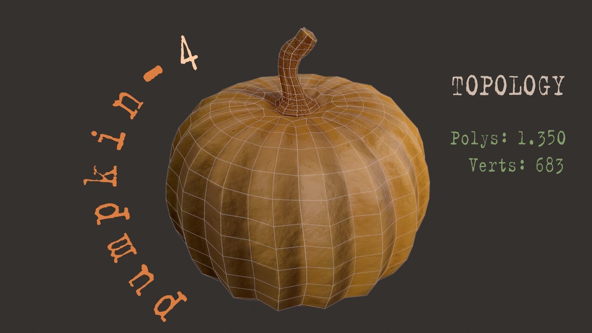 Pumpkins group of on wooden table Low-poly 3D model_13