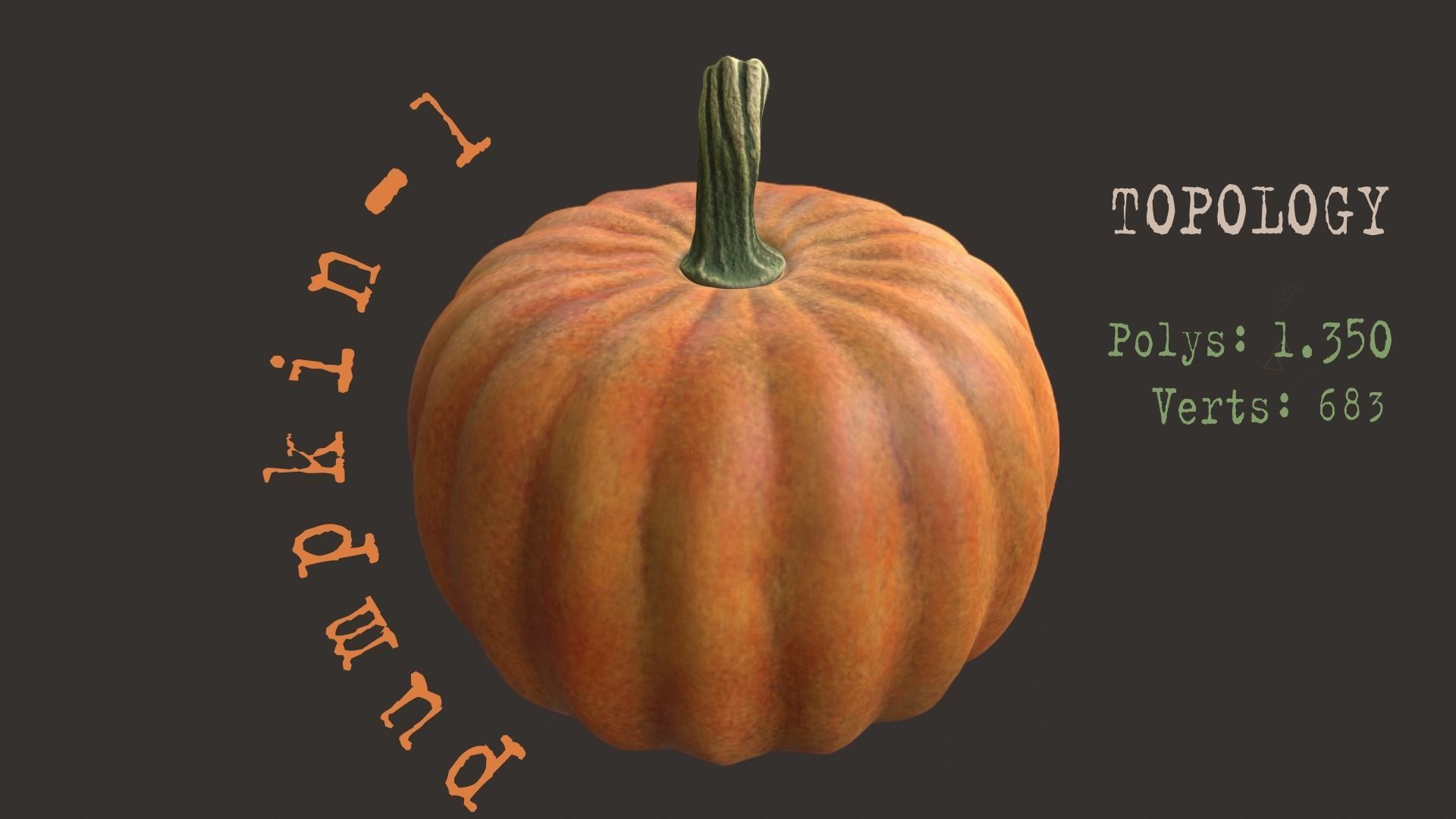 Pumpkins group of on wooden table Low-poly 3D model_6