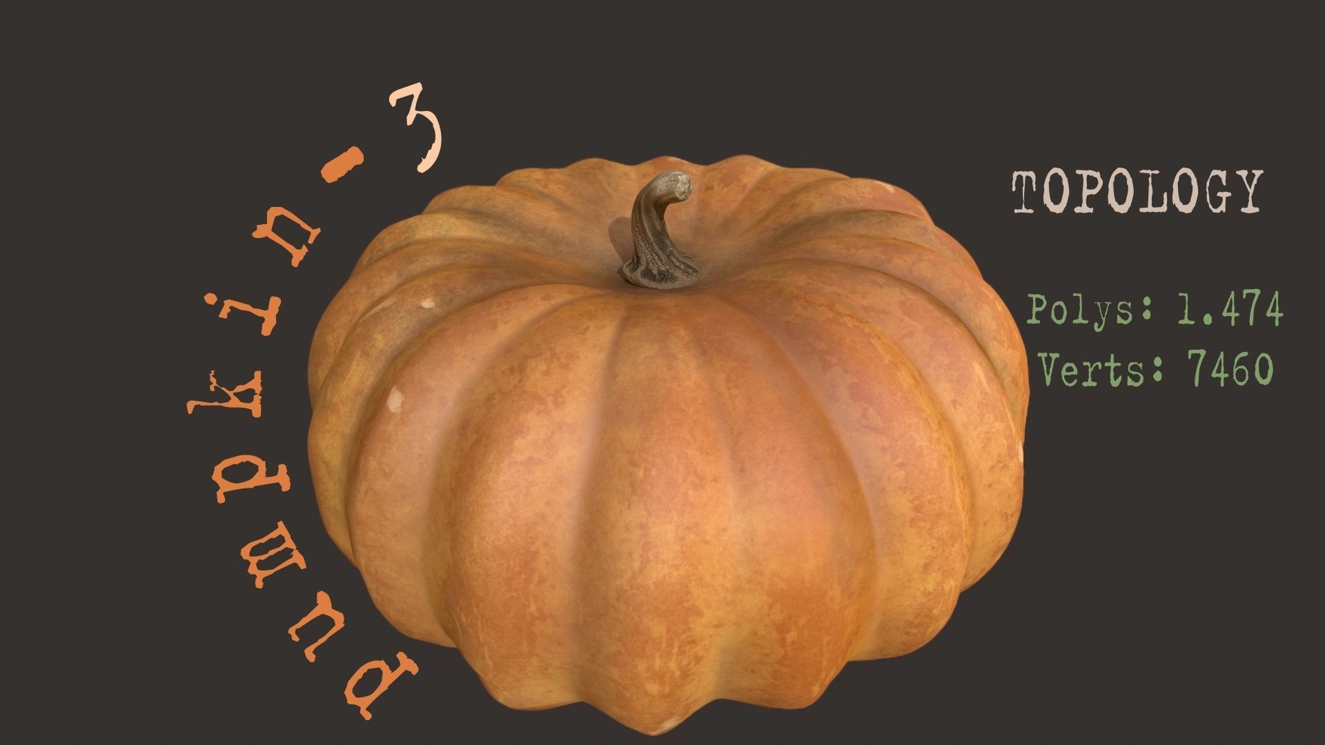 Pumpkins group of on wooden table Low-poly 3D model_10