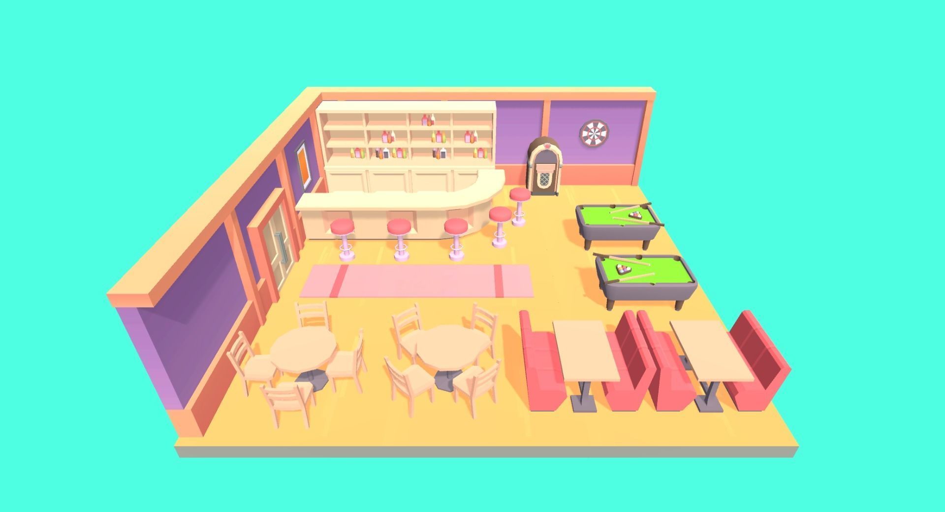 Low Poly Bar Pack Low-poly 3D model_3