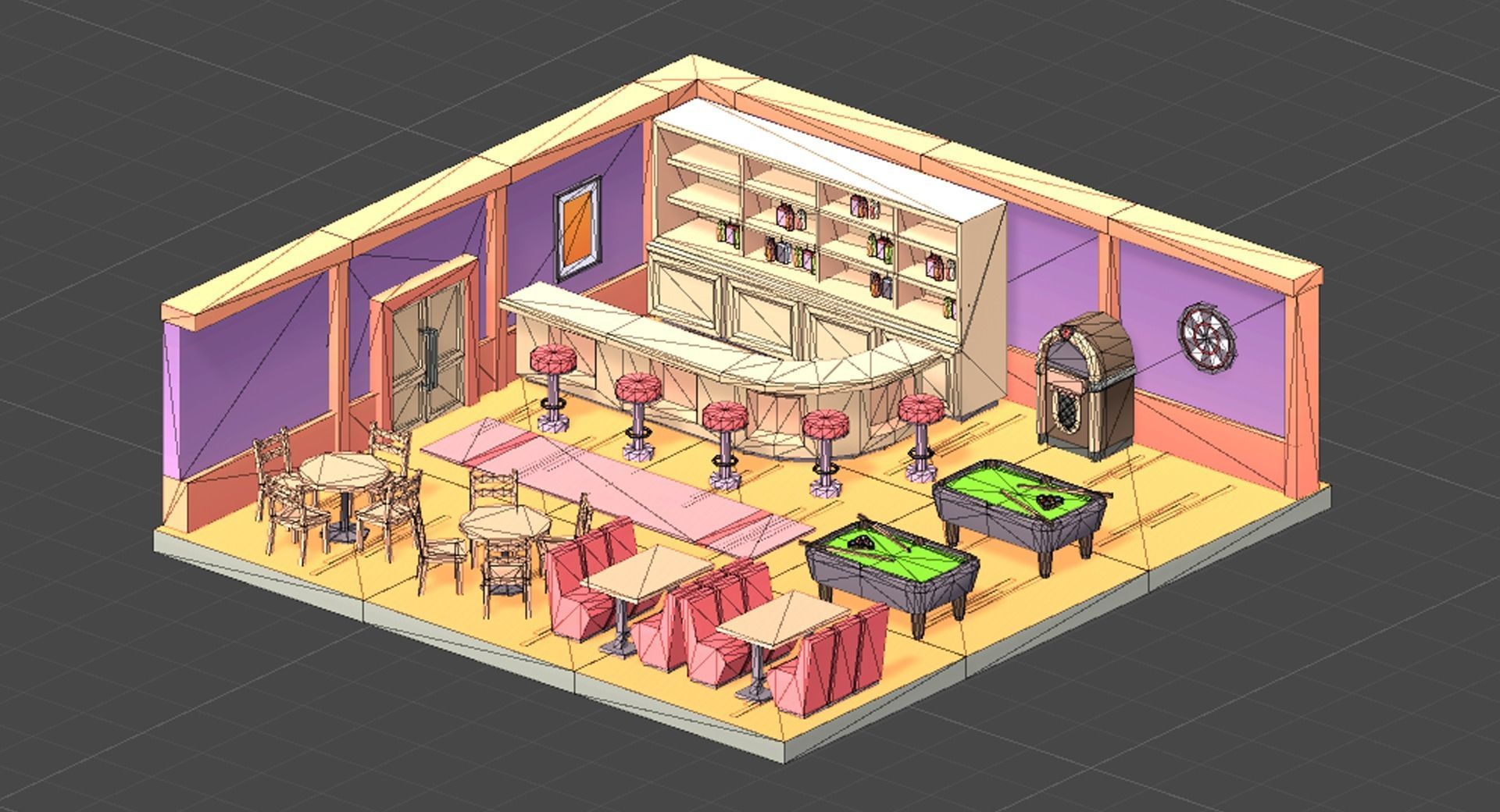 Low Poly Bar Pack Low-poly 3D model_5