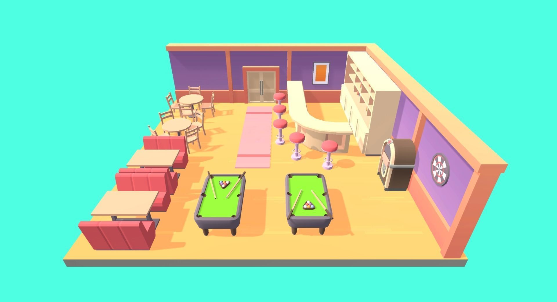 Low Poly Bar Pack Low-poly 3D model_2