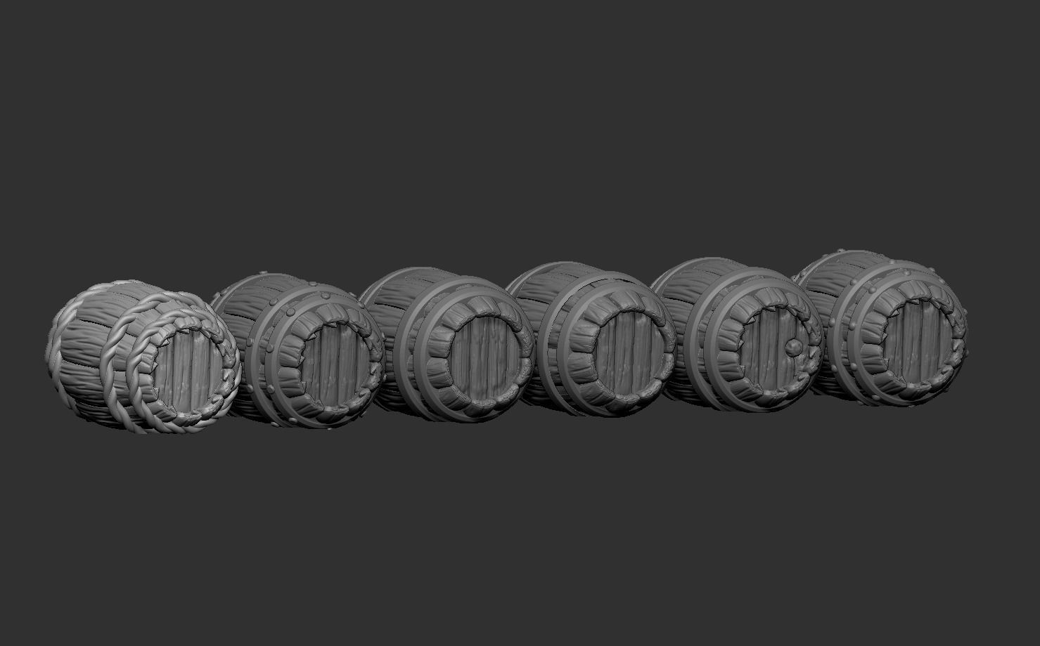 Medieval barrels pack 3D print model_8