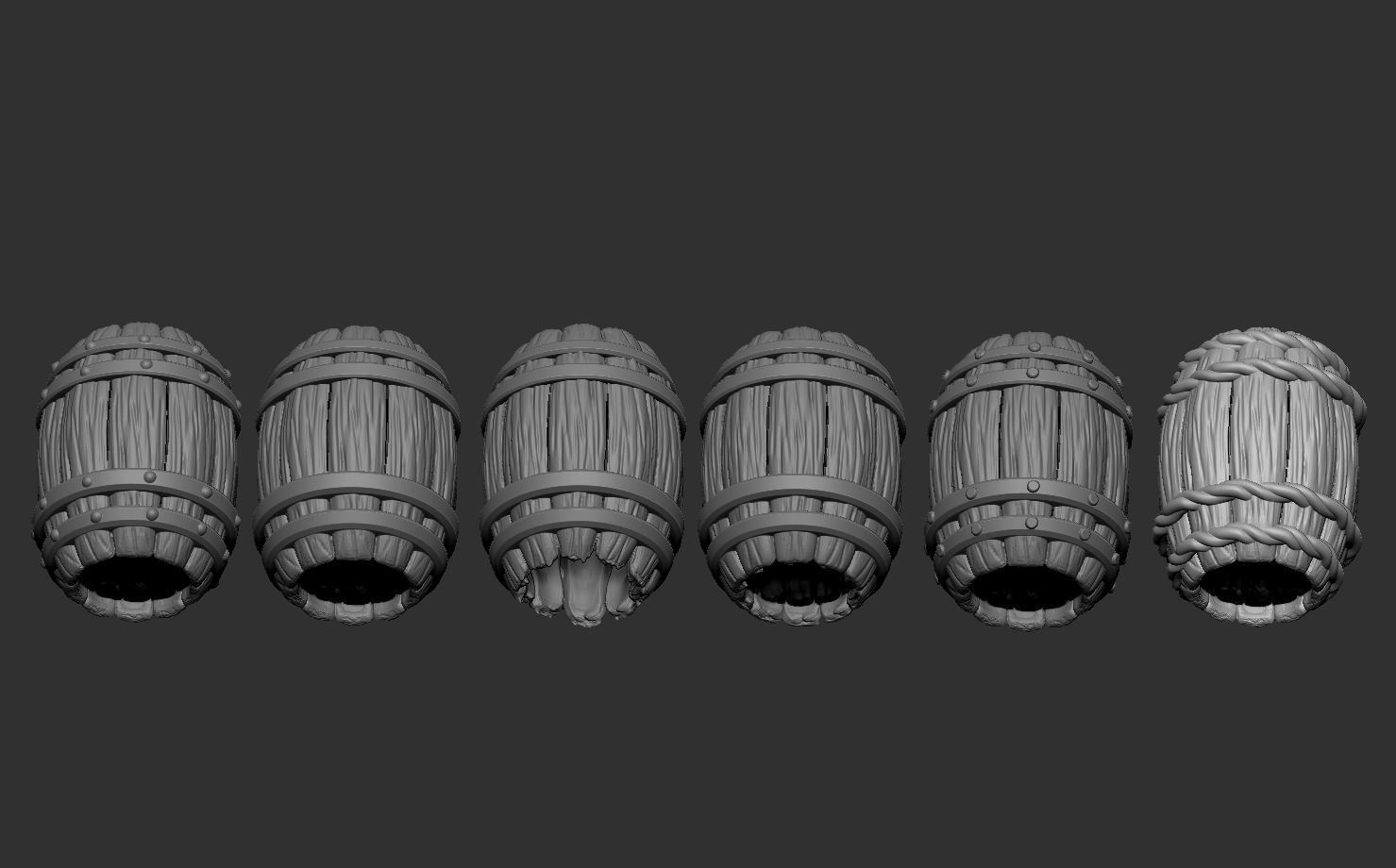Medieval barrels pack 3D print model_12