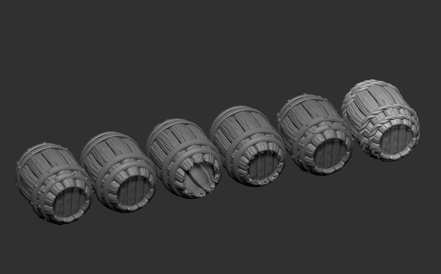 Medieval barrels pack 3D print model_13