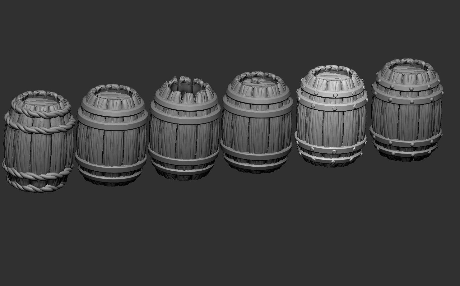Medieval barrels pack 3D print model_9