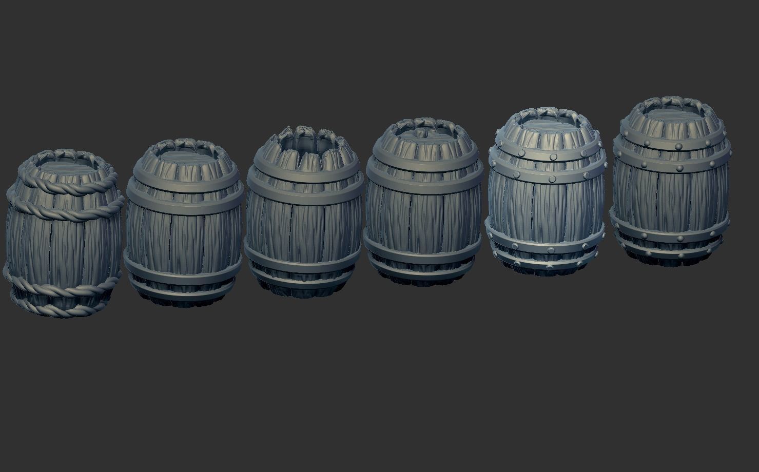 Medieval barrels pack 3D print model_7