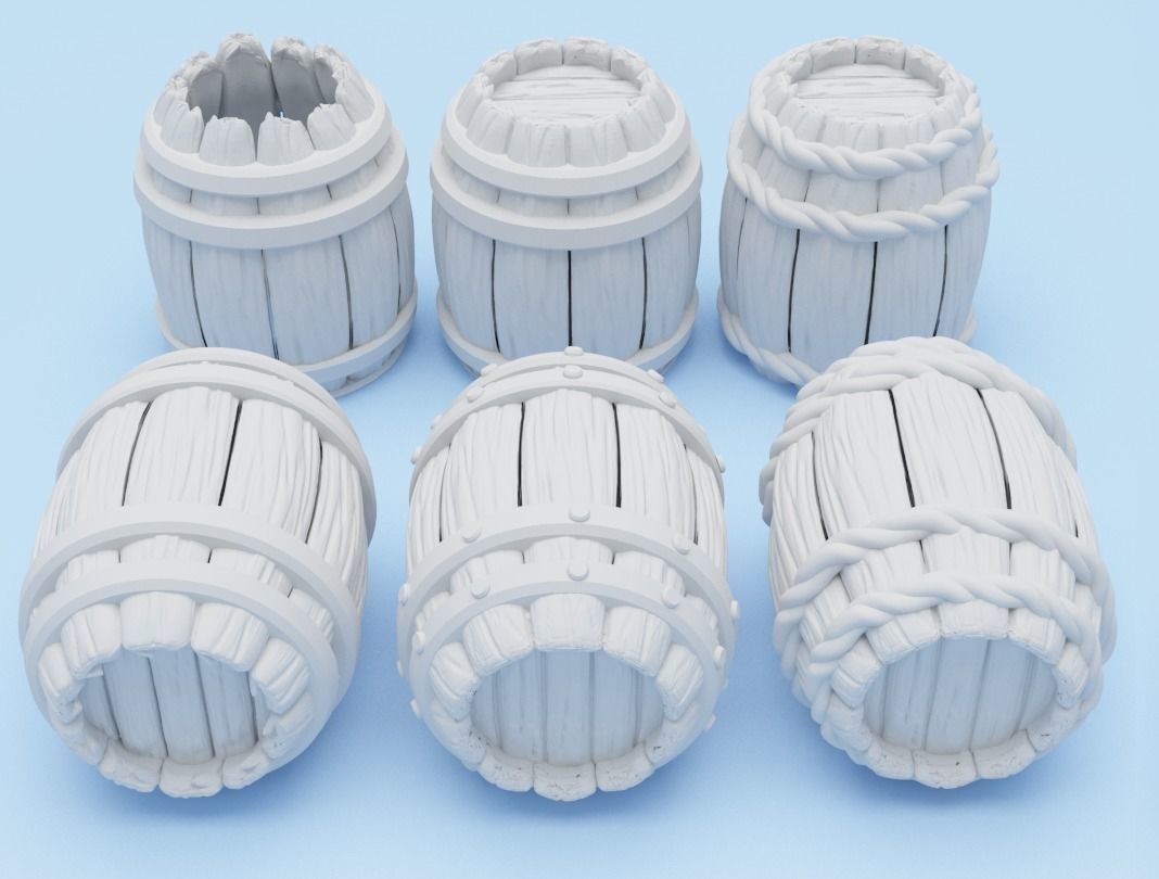 Medieval barrels pack 3D print model_3