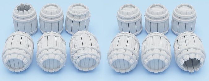 Medieval barrels pack 3D print model