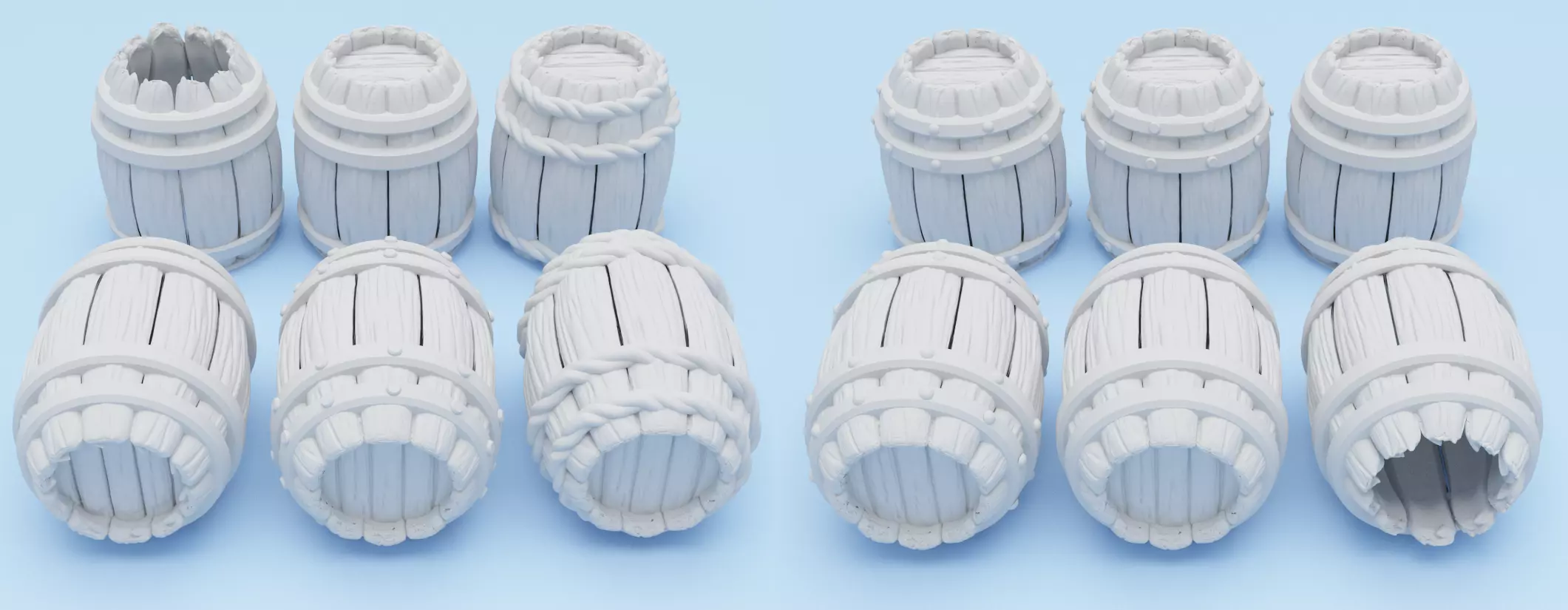 Medieval barrels pack 3D print model_0