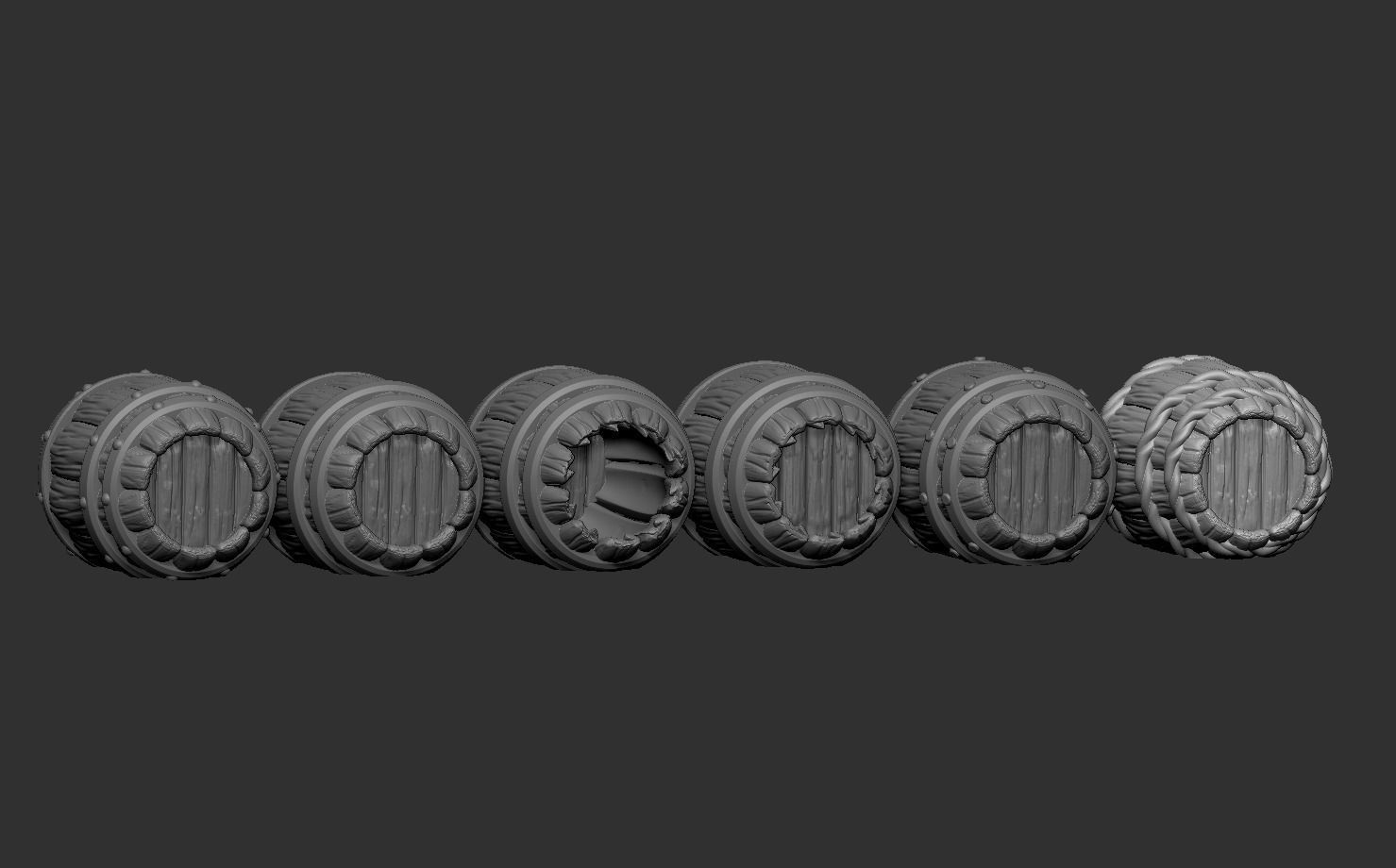 Medieval barrels pack 3D print model_6