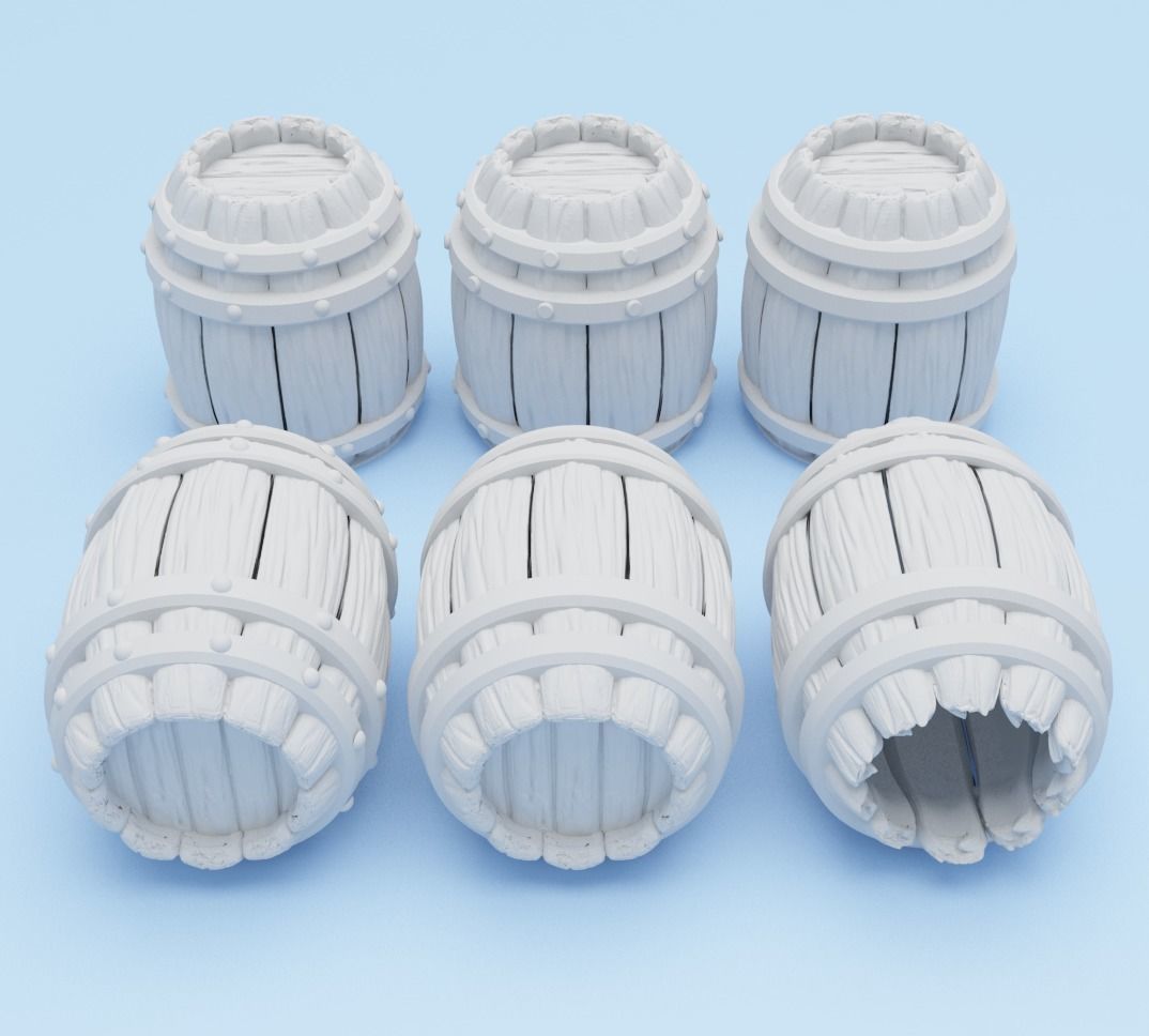 Medieval barrels pack 3D print model_2