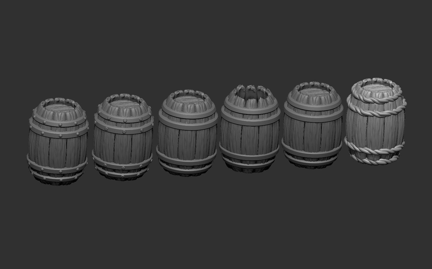 Medieval barrels pack 3D print model_14